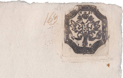 Corner stamp on stamped paper 1 Kopeck (1761)